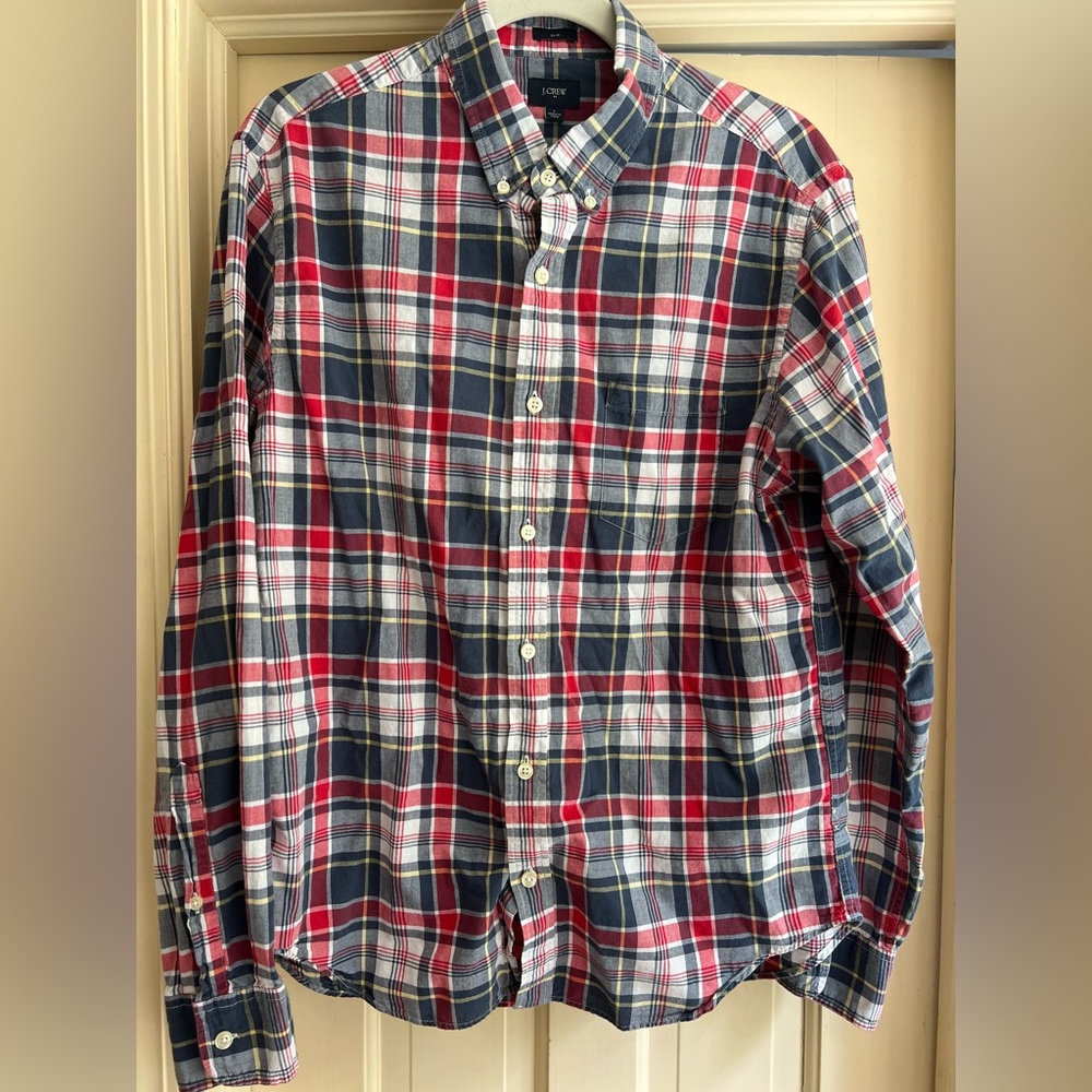 J. Crew Men’s Poplin Button Down Shirt - Slim Fit, Large